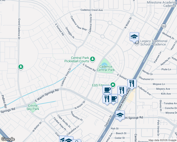 map of restaurants, bars, coffee shops, grocery stores, and more near 177 Alla Breve Avenue in Henderson