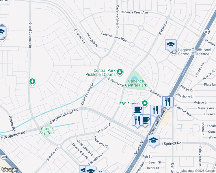 map of restaurants, bars, coffee shops, grocery stores, and more near 177 Alla Breve Avenue in Henderson