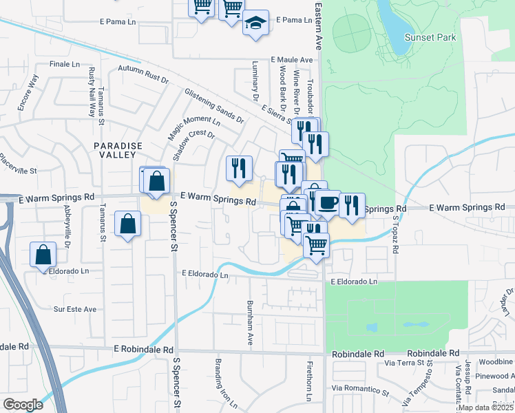 map of restaurants, bars, coffee shops, grocery stores, and more near in Paradise