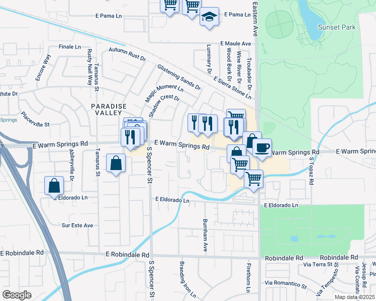 map of restaurants, bars, coffee shops, grocery stores, and more near 1004 South Bruce Street in Las Vegas