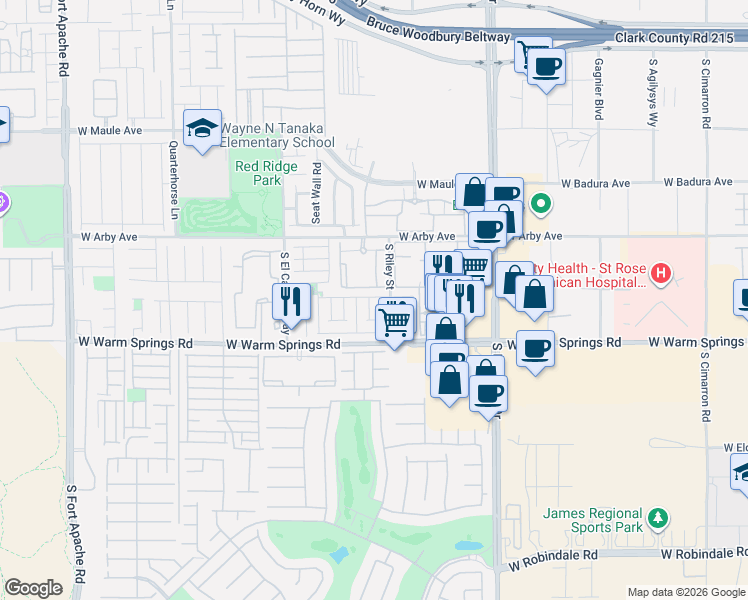 map of restaurants, bars, coffee shops, grocery stores, and more near 7210 Freedom Ring Street in Las Vegas