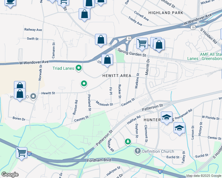 map of restaurants, bars, coffee shops, grocery stores, and more near 914 Rucker Street in Greensboro