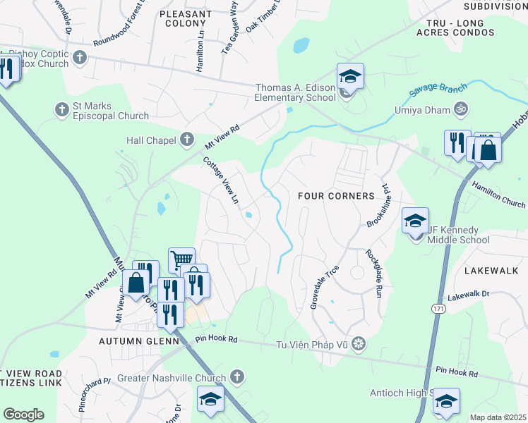 map of restaurants, bars, coffee shops, grocery stores, and more near 1813 Claycreek Point in Nashville