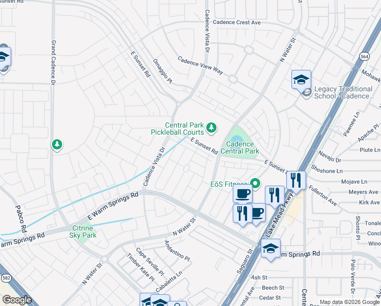 map of restaurants, bars, coffee shops, grocery stores, and more near 177 Alla Breve Avenue in Henderson