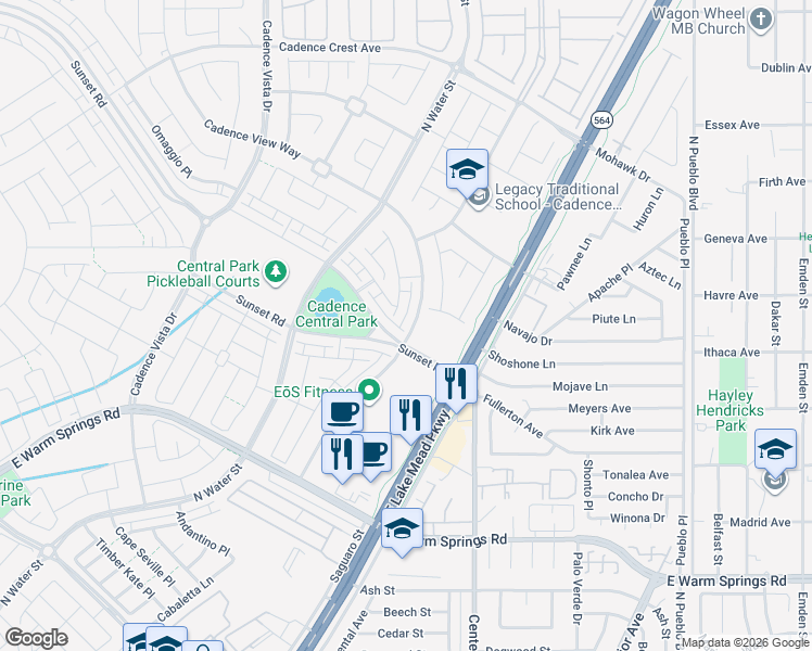 map of restaurants, bars, coffee shops, grocery stores, and more near 408 Cadence View Way in Henderson