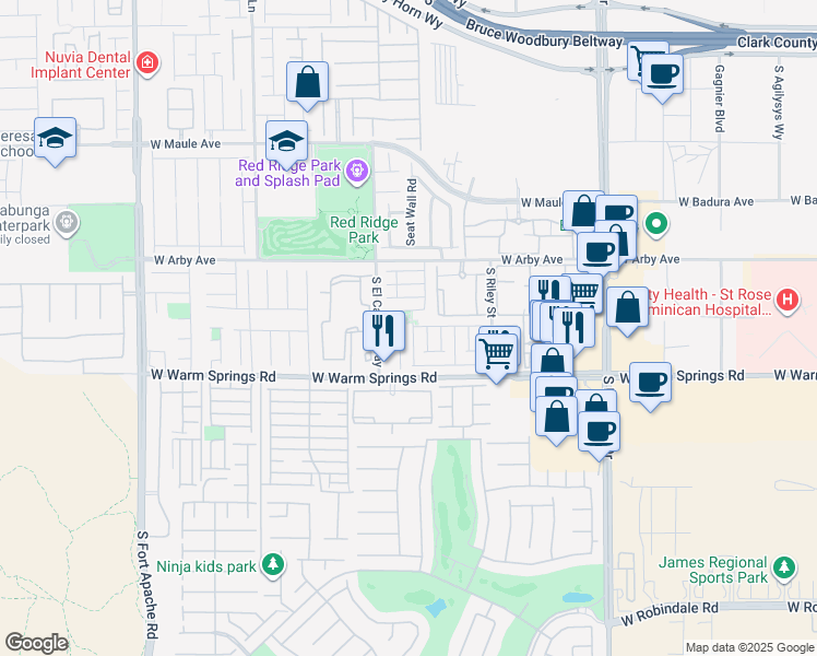 map of restaurants, bars, coffee shops, grocery stores, and more near 7209 Forefather Street in Las Vegas