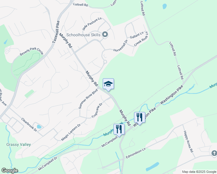 map of restaurants, bars, coffee shops, grocery stores, and more near 4710 Murphy Road in Knoxville