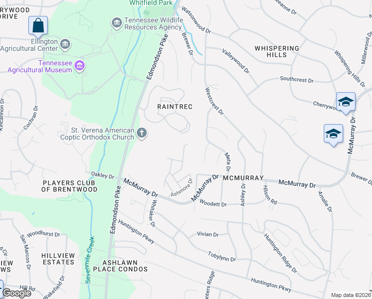 map of restaurants, bars, coffee shops, grocery stores, and more near 1355 Crown Point Place in Nashville