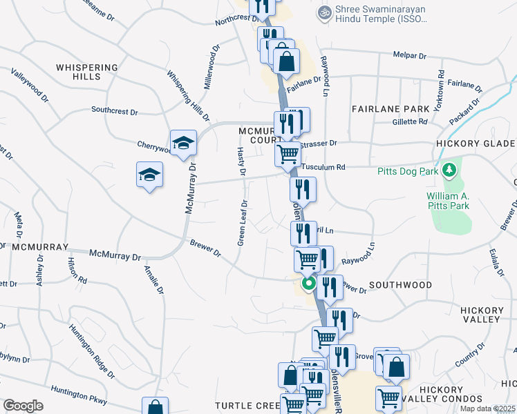 map of restaurants, bars, coffee shops, grocery stores, and more near 415 Tusculum Rd in Nashville