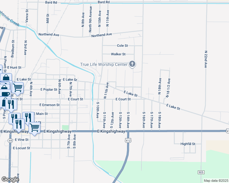 map of restaurants, bars, coffee shops, grocery stores, and more near 1112 East Lake Street in Paragould