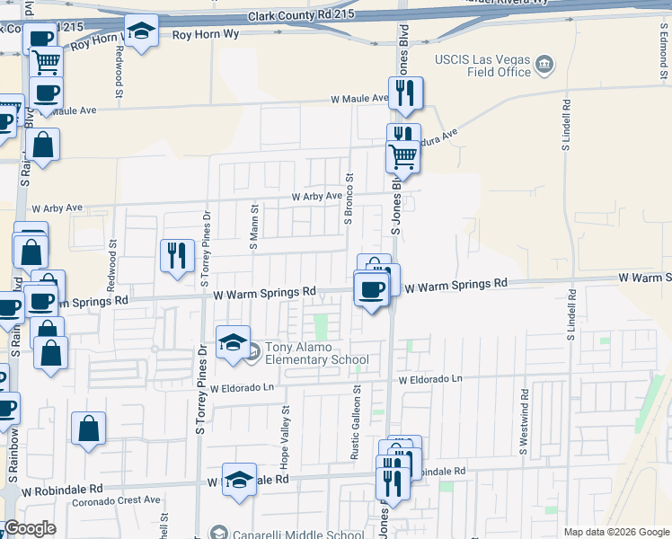 map of restaurants, bars, coffee shops, grocery stores, and more near 7252 Puffer Lake Court in Las Vegas