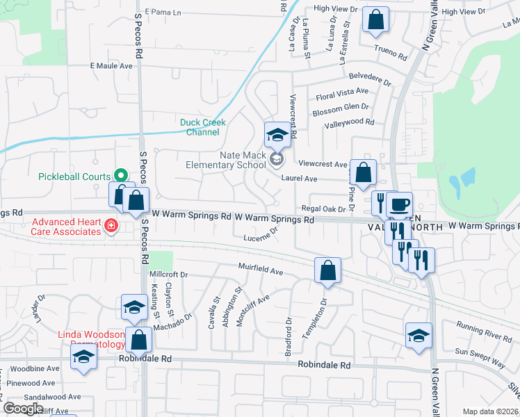map of restaurants, bars, coffee shops, grocery stores, and more near 1 Quail Run Road in Henderson