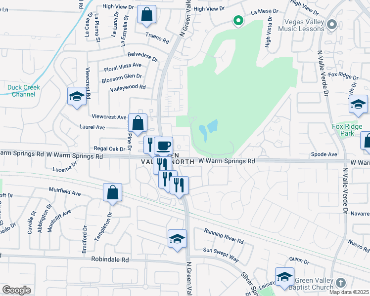map of restaurants, bars, coffee shops, grocery stores, and more near 2312 North Green Valley Parkway in Henderson