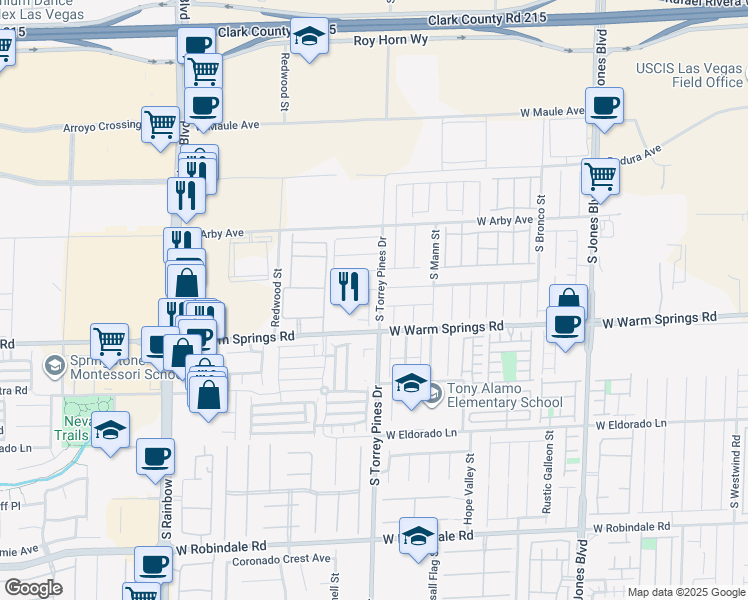 map of restaurants, bars, coffee shops, grocery stores, and more near in Las Vegas