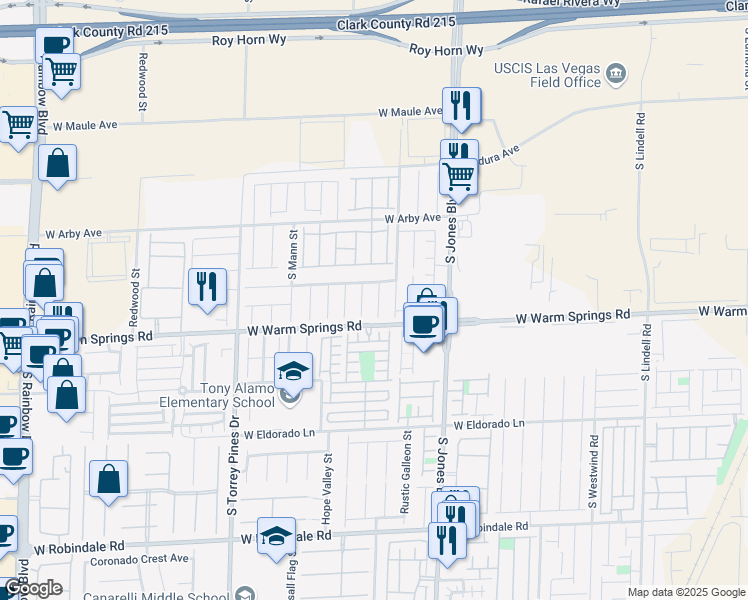 map of restaurants, bars, coffee shops, grocery stores, and more near 7245 Puffer Lake Court in Las Vegas
