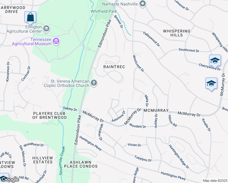 map of restaurants, bars, coffee shops, grocery stores, and more near 1355 Crown Point Place in Nashville