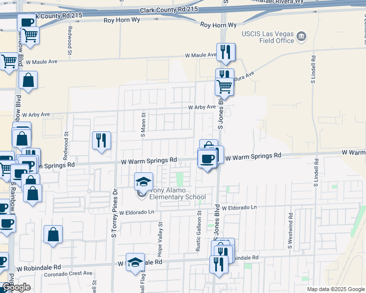 map of restaurants, bars, coffee shops, grocery stores, and more near 7245 Puffer Lake Court in Las Vegas