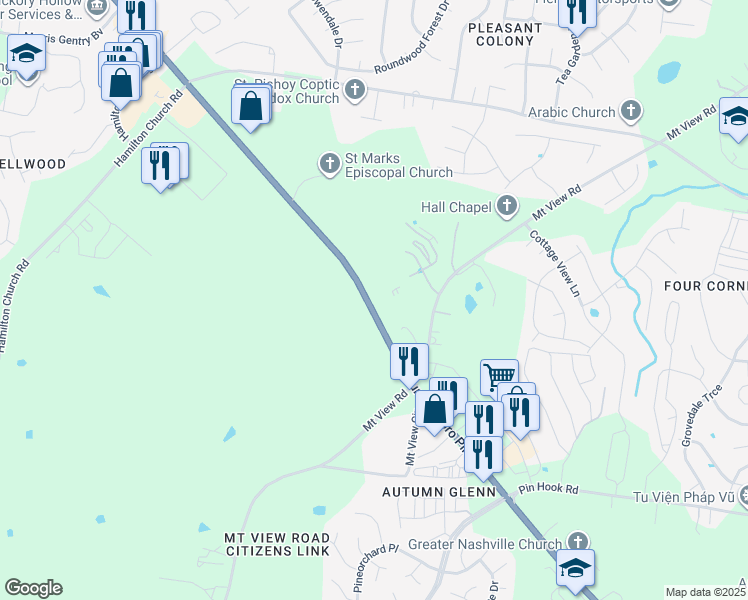 map of restaurants, bars, coffee shops, grocery stores, and more near 3300 Murfreesboro Pike in Nashville