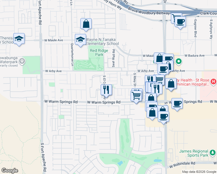 map of restaurants, bars, coffee shops, grocery stores, and more near 7209 Forefather Street in Las Vegas