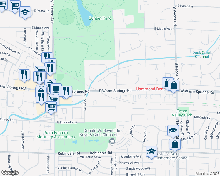 map of restaurants, bars, coffee shops, grocery stores, and more near 7270 Loma Alta Circle in Las Vegas