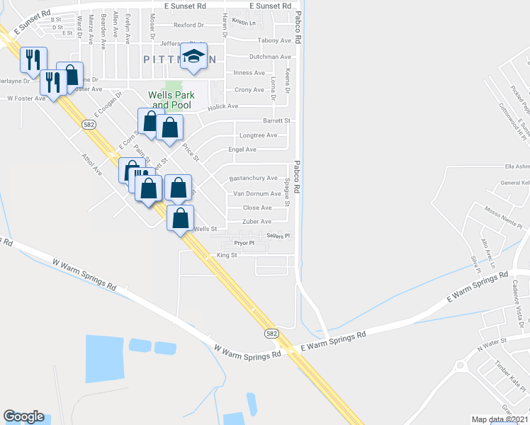 map of restaurants, bars, coffee shops, grocery stores, and more near 533 Zuber Avenue in Henderson
