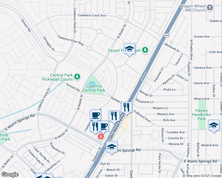 map of restaurants, bars, coffee shops, grocery stores, and more near 421 Intonation Street in Henderson