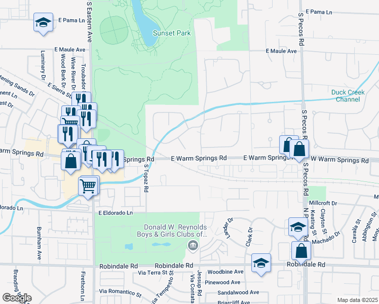 map of restaurants, bars, coffee shops, grocery stores, and more near 7270 Loma Alta Circle in Las Vegas