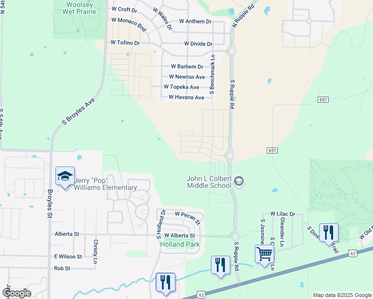 map of restaurants, bars, coffee shops, grocery stores, and more near 4334 West Cottage Street in Fayetteville