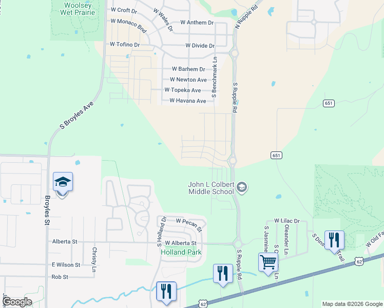 map of restaurants, bars, coffee shops, grocery stores, and more near 4334 West Cottage Street in Fayetteville