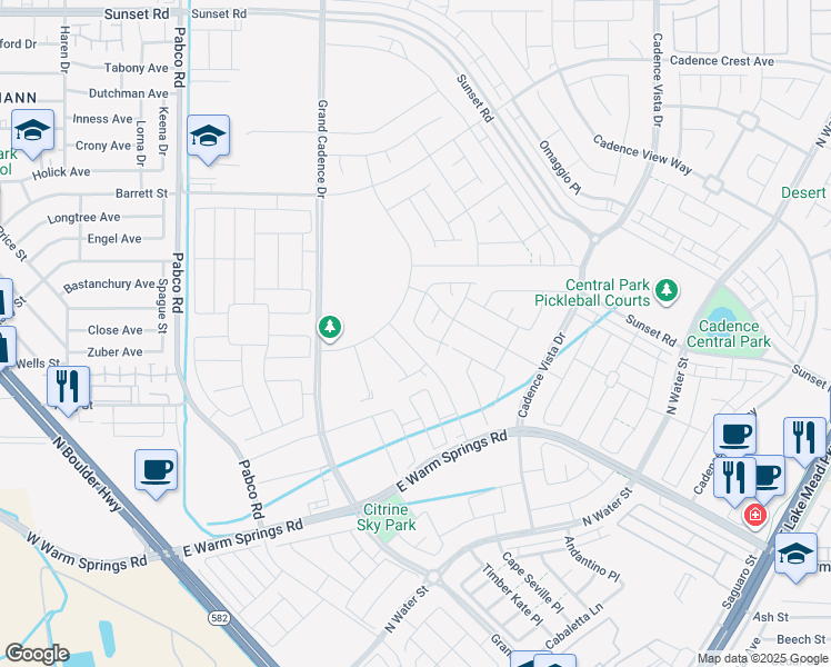 map of restaurants, bars, coffee shops, grocery stores, and more near 402 Grand Toccata Street in Henderson