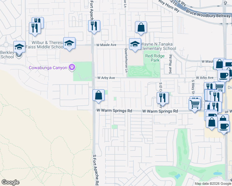 map of restaurants, bars, coffee shops, grocery stores, and more near 9274 Hainsworth Avenue in Las Vegas