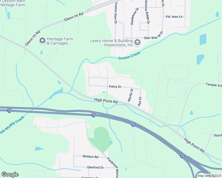 map of restaurants, bars, coffee shops, grocery stores, and more near 4010 Patsy Drive in Winston-Salem