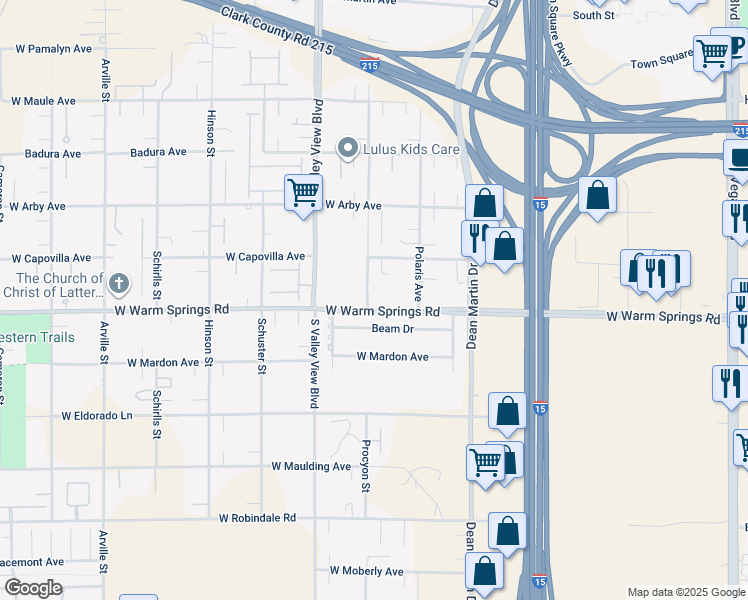 map of restaurants, bars, coffee shops, grocery stores, and more near 7280 Procyon Street in Las Vegas
