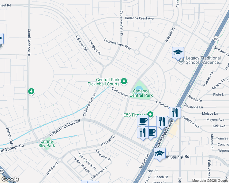 map of restaurants, bars, coffee shops, grocery stores, and more near 177 Alla Breve Avenue in Henderson