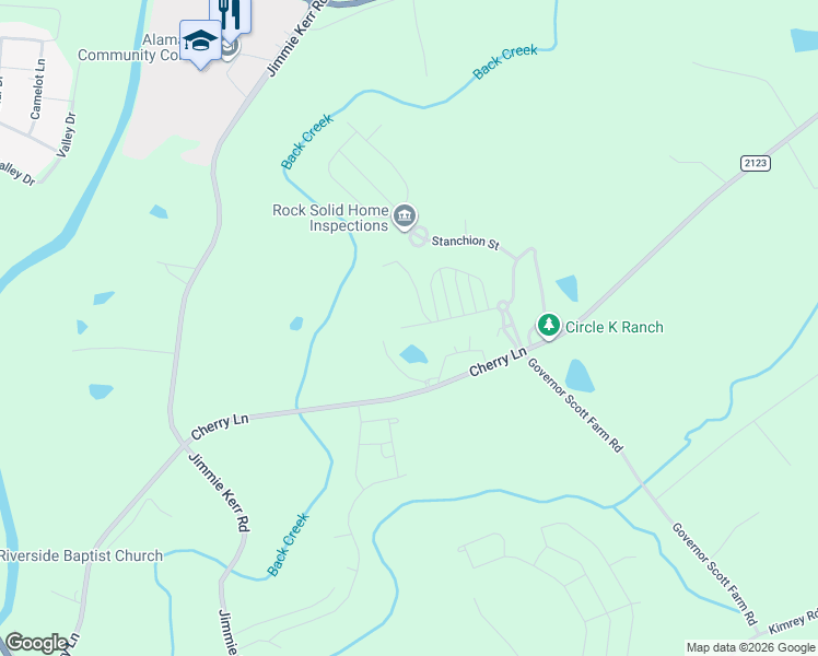 map of restaurants, bars, coffee shops, grocery stores, and more near 1705 Old Fields Boulevard in Haw River