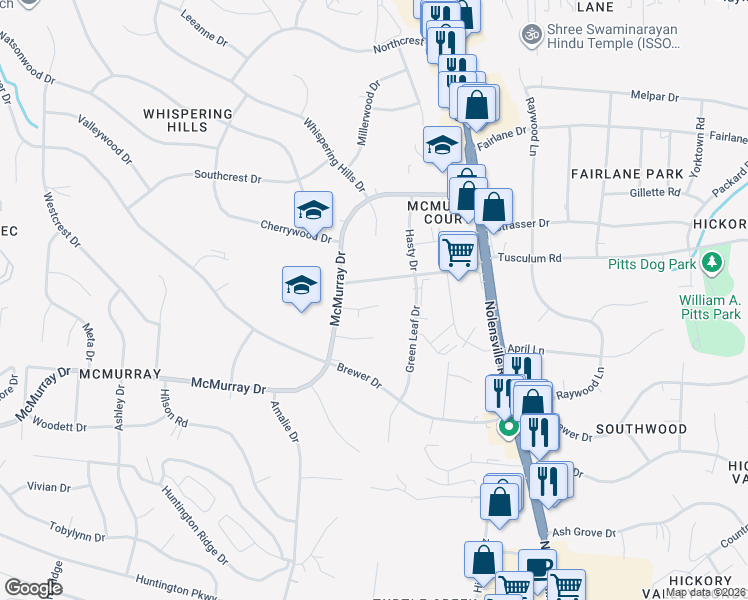 map of restaurants, bars, coffee shops, grocery stores, and more near 5125 Manorwood Court in Nashville