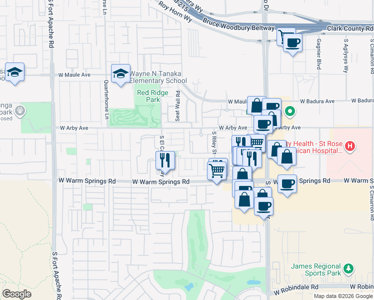 map of restaurants, bars, coffee shops, grocery stores, and more near 7214 Eagles Pride Street in Las Vegas