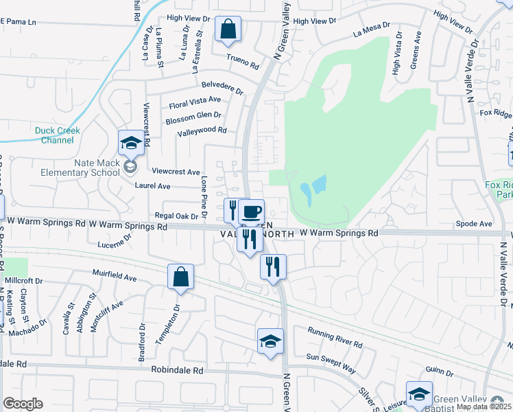 map of restaurants, bars, coffee shops, grocery stores, and more near 2312 North Green Valley Parkway in Henderson