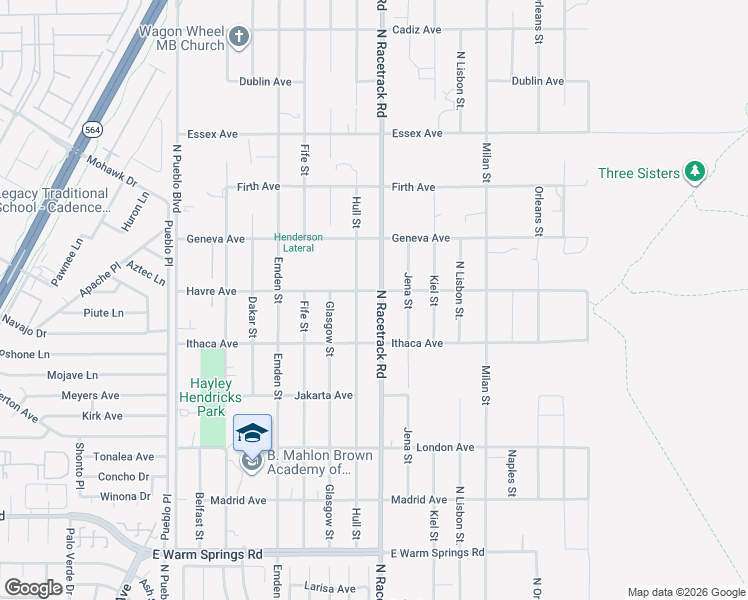map of restaurants, bars, coffee shops, grocery stores, and more near 412 North Racetrack Road in Henderson