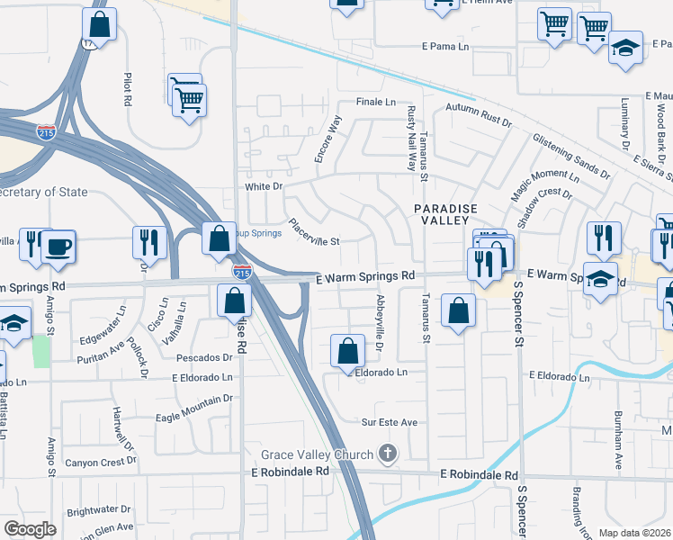 map of restaurants, bars, coffee shops, grocery stores, and more near 1166 Little Sidnee Drive in Las Vegas