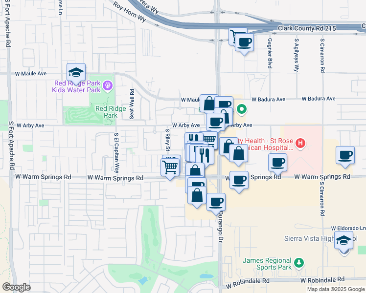 map of restaurants, bars, coffee shops, grocery stores, and more near 8751 Promised Land Avenue in Las Vegas