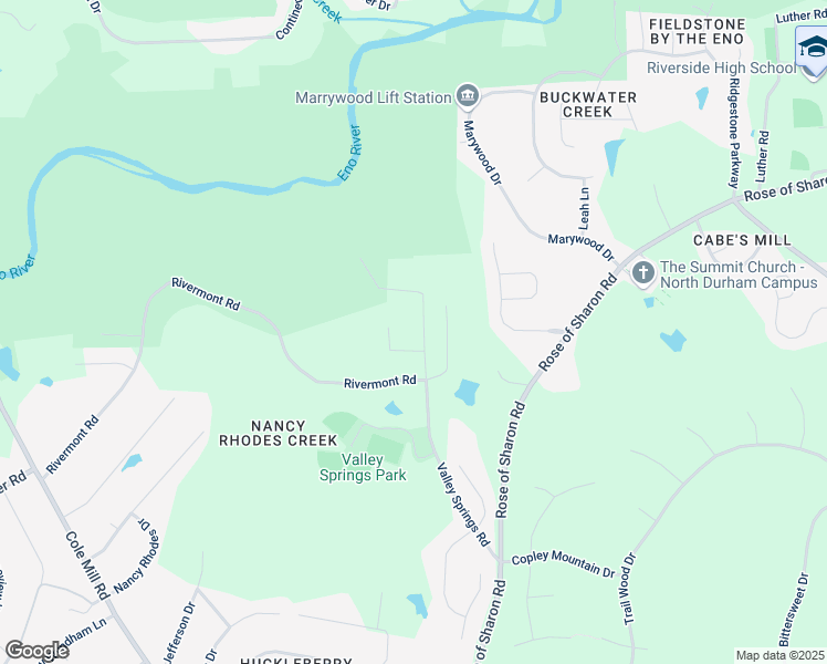 map of restaurants, bars, coffee shops, grocery stores, and more near 4017 Valley Springs Road in Durham