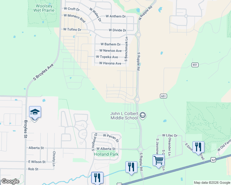 map of restaurants, bars, coffee shops, grocery stores, and more near 4334 West Cottage Street in Fayetteville