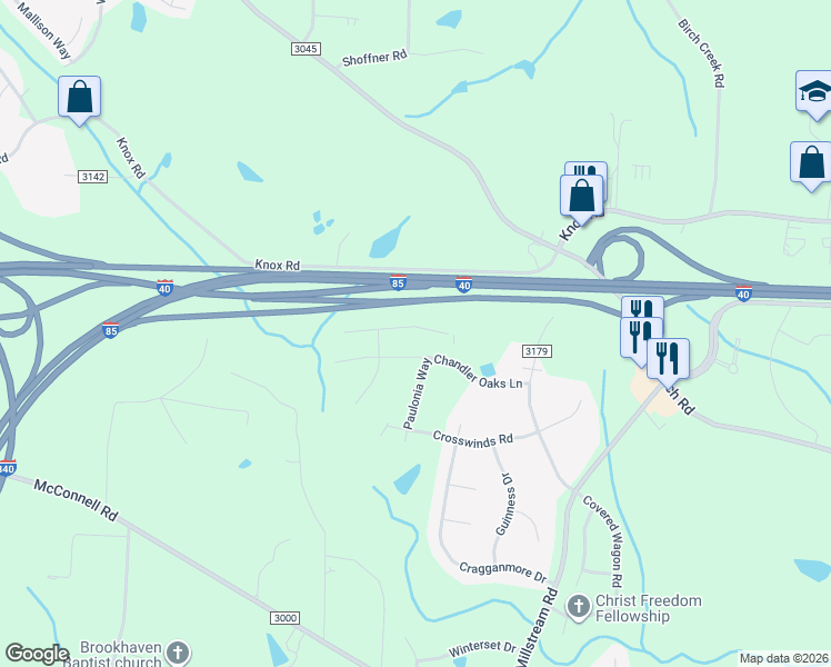 map of restaurants, bars, coffee shops, grocery stores, and more near 5312 Roshni Terrace in McLeansville