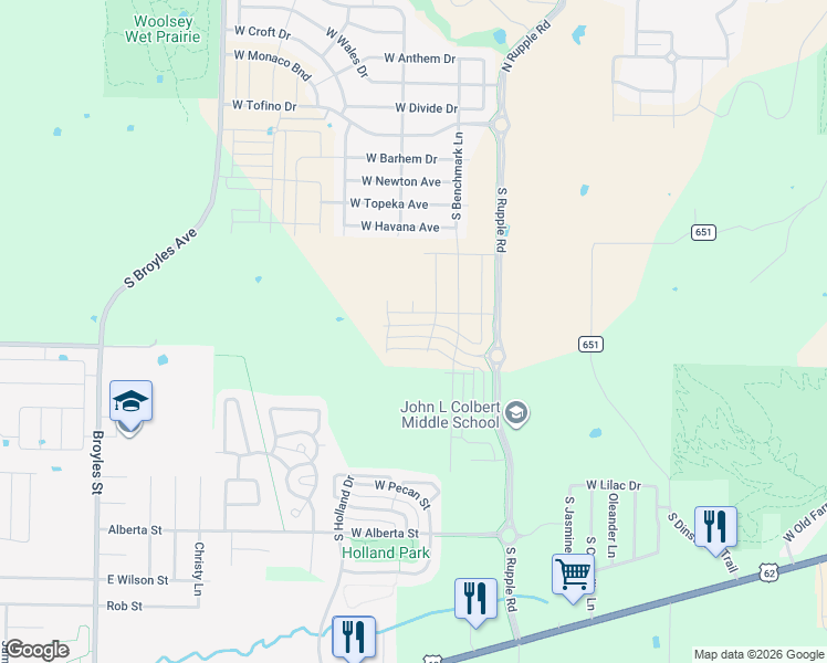 map of restaurants, bars, coffee shops, grocery stores, and more near 4334 West Cottage Street in Fayetteville