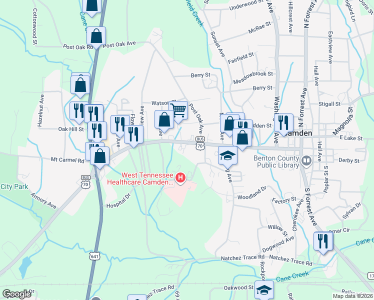 map of restaurants, bars, coffee shops, grocery stores, and more near 194-198 W Main St in Camden