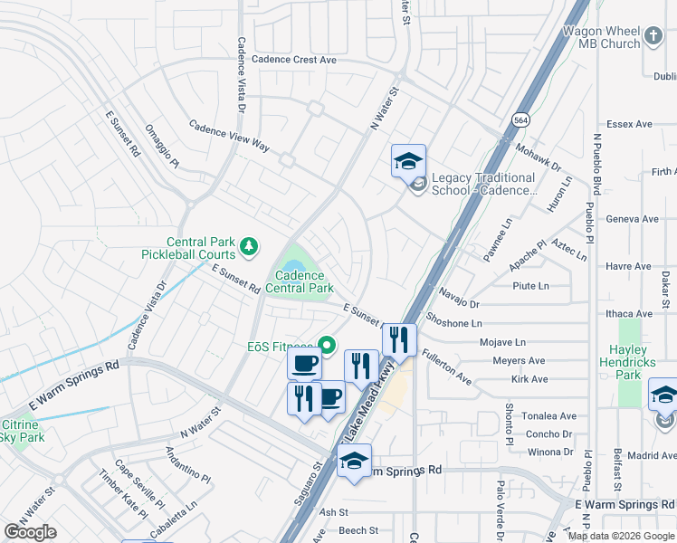 map of restaurants, bars, coffee shops, grocery stores, and more near 450 Intonation Street in Henderson