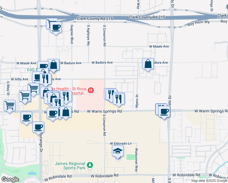 map of restaurants, bars, coffee shops, grocery stores, and more near 7137 Avana Street in Las Vegas