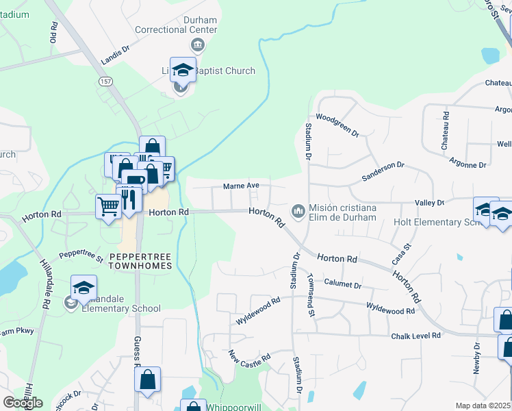 map of restaurants, bars, coffee shops, grocery stores, and more near 4211 Thames Avenue in Durham