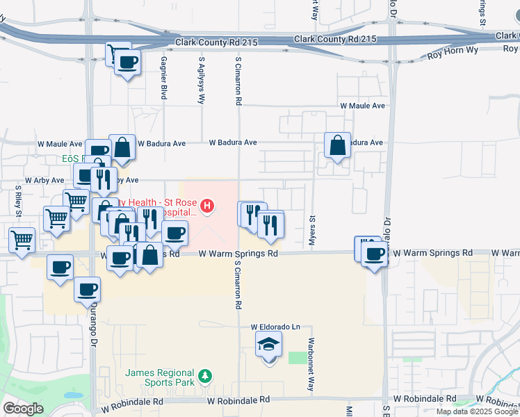 map of restaurants, bars, coffee shops, grocery stores, and more near 7137 Avana Street in Las Vegas